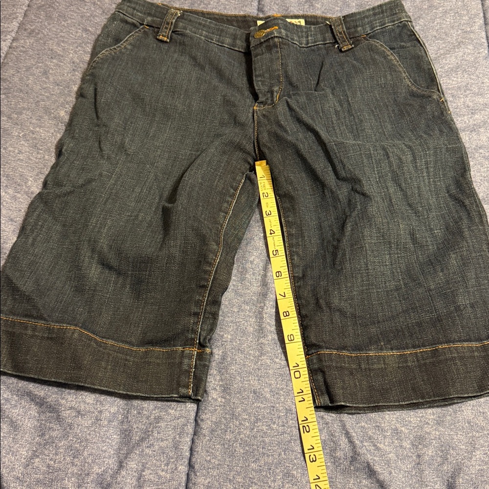 Red Engine Knee Length Jean Shorts - Picture 4 of 4